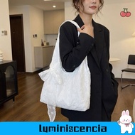 LUMINISCENCIA Floral Print Lace Handbag, Versatile With Silk Scarf Korean Style Tote Bag, YK2 Lightw