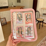 Ins A5 Zipper File Cover Loose Leaf Organizer Transparent kpop photocard Album Binder 6 Holes