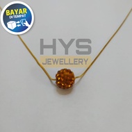 [HYS Jewellery] Kalung Model Gold Titanium Liontin Bulat Crystal Pria Wanita ANTI KARAT SELAMANYA