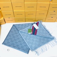 🎁全台最甜 全新含吊牌 Gucci 古馳 灰雙色滿版logo 羊毛圍巾