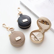 圓形迷你飾品收納包 【 牛革 質感 燙金銘牌 名字燙印 】 飾品盒 飾品收納 包包 燙字 HR68U