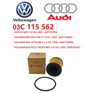 OIL FILTER VOLKSWAGEN GOLF MK5 1.6 JETTA MK5 1.4 POLO CROSS MK4 1.6  03C 115 562 / 03C115562