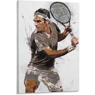 NIOKUM Roger Federer Poster The Motivational Posters For Home Decor Tennis Canvas For Boys Bedroom G