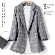 korean style blazer in pink and grey for women pusl size women clothes