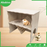 [Ababixa] Hamster Hideout Cage, Pets Wooden Hamster House with Ladder, Small Animal House Habitat