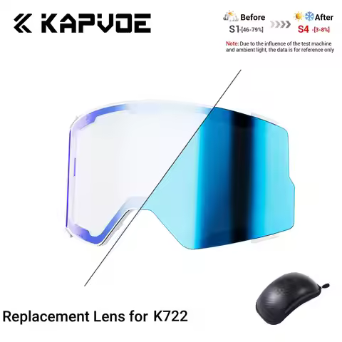 Kapvoe K722 Replacement Snow Goggles Lens Anti-fog UV400 Ski Glasses Photochormic Winter Goggles Eye