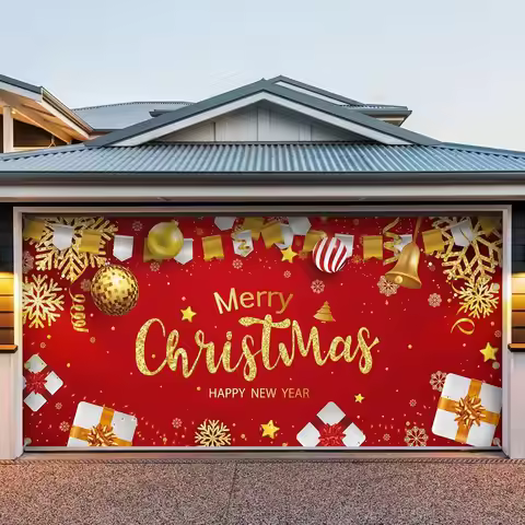 16x7 ft Christmas Garage Door Cover, Garage Door Christmas Decorations, Garage Door Banner, Large Ga