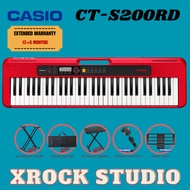 Casio CTS200 61-Keys Casiotone Keyboard with Keyboard Stand, Damper pedal, Headphone And Bag - Red (