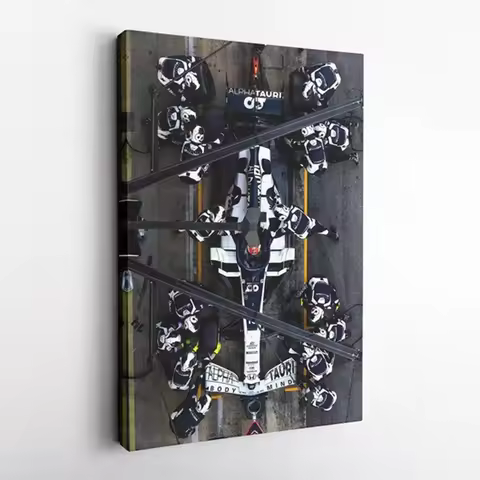 Pierre Gasly F1 Poster Alpha Tauri Pit Stop Canvas Prints Formula 1 Italian Monza GP Winner Wall Art