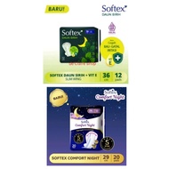 Softex Daun Sirih + Vitamin E & Comfort Night Slim Wing 29cm 18pc & 36cm Contents 12pc