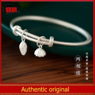 IY-Lotus Bangle S999 Silver Adjustable Women's Bangle Personalized Fashion Solid Bangle Brings Good Luck and Wealth