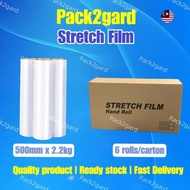 Pack2gard Stretch Film 500mm 1 Carton (6 rolls) Clear 2.2kg /200gm core / 23 micron / Hand Roll Shri