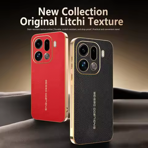 OPPO Find X9 X8 X6 Pro X7 Ultra Lychee Leather Electroplated Frame Phone Case For OPPO F31 F29 F27 F