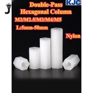 JK  White Nylon, Double-Pass Hexagonal Column, M2/M2.5/M3/M4/M5 Hollow Isolation Column, Insulating 