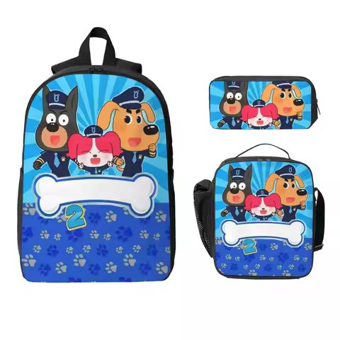 Sheriff Labrador Backpack Student Boys Girls BookBag School Bag Computer Shoulder Bags 3ps Insulated