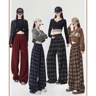 Autumn and winter wide-leg plaid pants, thick felt plaid pants, comfortable elastic waistband AA.Stu