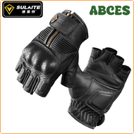 ABCES Sulaite แบบครึ่งนิ้ว Vinger Motorhandschoenen Vingerloze Handschoenen Retro Zwart Moto Mtb Fie