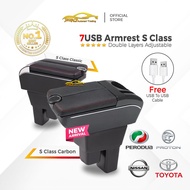 New Style 7USB S Class Car Arm rest Adjustable with Cup Holder Armrest Perodua Axia Myvi Bezza Proto