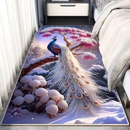 3D Peacock Premium Carpet Bedroom Bedside Rugs All Seasons Bed Front Bay Window Mat Kitchen Living Room Non-Slip Floor Mat