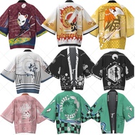Demon Slayer Kamado Tanjiro Nezuko Tomioka Cosplay Daily Kimono Shirt 3/4 Sleeve Tops Shirt Haori Ad