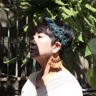 繁盛花圈 macrame 編織髮帶 墨綠