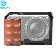 intax camera Camera Cage with Wooden Handle Top / Side Grip Quick Release Plate Stabilizer Rig Prot
