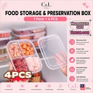 4PCS Value Pack 4 Compartment Food Container Microwave Safe Freezer Safe Meal Prep Lunch Box Storage