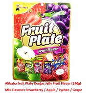 [HALAL] Alibaba Fruit Plate Konjac Jelly Fruit Flavor (140g) - Mix Flavours ~ Strawberry / Apple / Lychee / Grape