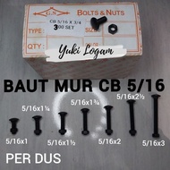 1 Box of CB 5/16 Nut Bolts, 12 key nuts, truck bed bolts, fence bolts, umbrella bolts, carriage bolt