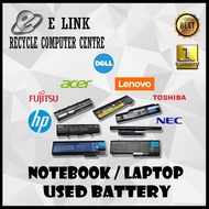 LAPTOP / NOTEBOOK BATTERY DELL / HP / LENOVO / ACER / TOSHIBA / NEC / FUJITSU ( USED ) ( ONLY CORE 2 DUO/AMD/PENTIUM )