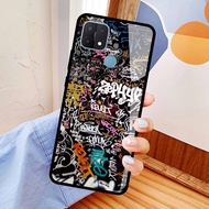 Beli Case Oppo A15 / A15s - Case Glass Kaca Motif Grafiti Keren - Soft Case Glass - Hard Case Glass 