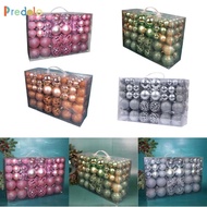 [Predolo] 100pcs Christmas Tree Baubles 3/4/6cm Hanging Baubles with Lanyard Shatterproof Baubles fo