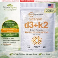 D3K2 5000 IU Micro-[Ingredients] 300 Softgels - VITAMIN D3 5000 IU + K2 100 Mcg Original USA