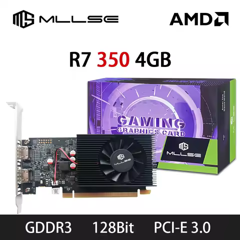 MLLSE AMD Radeon R7 350 4GB Graphics Card GDDR3 128Bit PCI-E 3.0 GPU R7 350 Gaming Video Card Placa 