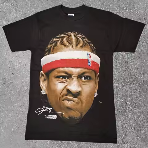 Allen Iverson Big Face Basketball Graphic T Men's Women's T-Shirt Summer Vintage Fashion Streetwear 