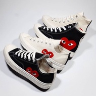 PUTIH HITAM [ORIGINAL Grade] Converse All Star Low/High CT x CDG PLAY Shoes - Black, White (Free Box