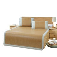 2023Summer Mat Rattan Mat1.8Rice Bed Three-Piece Set1.5Foldable Summer Bare Sleeping Fabric Cooling Mattress Single Mat Elderly