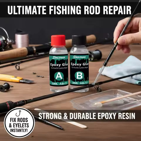 Epoxy Resin AB Adhesive 1:1 for Fishing Rod & Eyelet Repair, Clear Strong Bond, Fast Cure, Sandable/