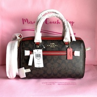 กระเป๋าถือ COACH แท้ ทรงหมอน Coated canvas ลาย Signature มีสายยาว COACH 83607 ROWAN SATCHEL IN SIGNATURE CANVAS Red