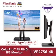 ViewSonic VP2756-4K 27 Inch UHD IPS Pantone Validated 100% sRGB &amp; Factory Pre-Calibrated Monitor with 60W USB-C ( VP2756 )