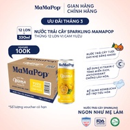 Thùng 12 lon nước trái cây sparkling Mamapop vị Cam Yuzu 330ml