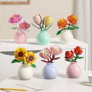 Cream Style Building Block Flower Colorful Vase Building Block Toy Desktop Decoration Preserved Buil
