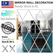 Mirror Wall Decor,Cermin Dinding,Mirror Sticker,Wall Sticker Decoration,Hiasan Bilik Tidur,Cermin Dinding Hiasan,3D Wallpaper Diamond Mirror Room Décor Home Bedroom