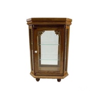 微型展示櫃背玻璃六角圓腳木玻璃櫃