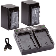BM Premium 2 VW-VBD58 Batteries and Dual Bay Charger for Panasonic AG-VBR59, BGH1, HC-X1, HC-X1500,