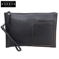 Ermenegildo Zegna 男士黑色真皮手拿包，成色極佳 [二手]