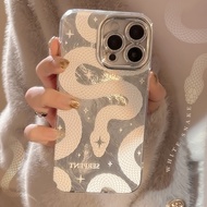 Chinese New Year IPhone 17 Pro Max Phone Case Snake Uear IP 16 15 14 Pro Max Casing Silver Hard Casi