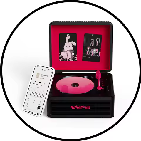 Whatplus C300 Pro CD Player Wireless Bluetooth Retro Record Player Magnetic Attraction Dual Stereo S