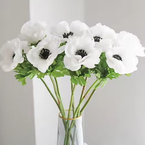 7PCS Real Touch Anemone Flowers Bridal Bouquet Decorative Centerpieces Wedding Decor Flowers