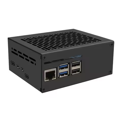 Geekbord X1201-C1 Metal Case for Raspberry Pi 5 & X1201 UPS Shield & Active Cooler